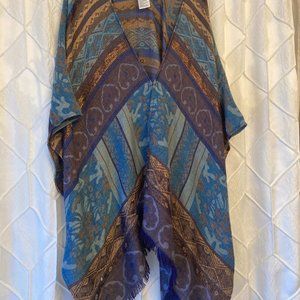 Fall Ruana with metallic detailing - one size fits all